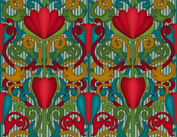 Motif Floral Sans Couture Dans Style Art Nouveau Illustration Vectorielle — Image vectorielle