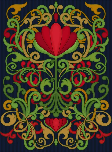 Cartão Vintage Floral Estilo Art Nouveau Ilustração Vetorial — Vetor de Stock