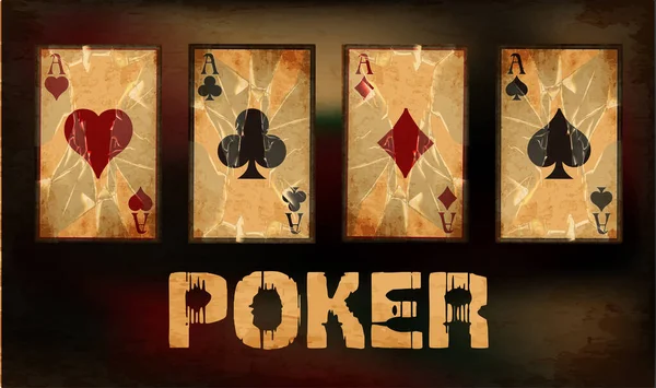 Vintage Pokerkaarten Vectorillustratie — Stockvector