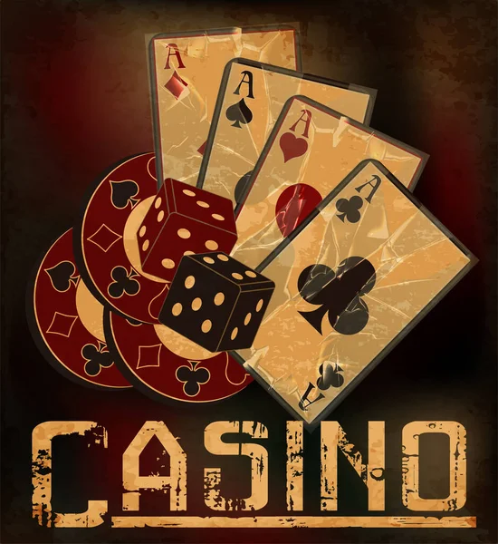 Fond Casino Avec Puce Cartes Poker Illustration Vectorielle — Image vectorielle