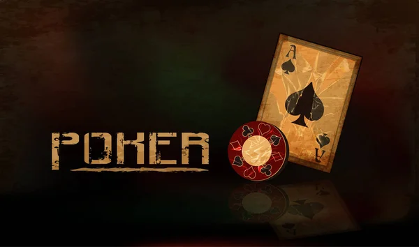 Ročník Poker Pozadí Kasino Čip Hraní Pikové Karty Vektorové Ilustrace — Stockový vektor