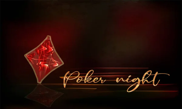 Poker Noche Vintage Fondo Con Diamantes Símbolo Tarjeta Vector Ilustración — Archivo Imágenes Vectoriales