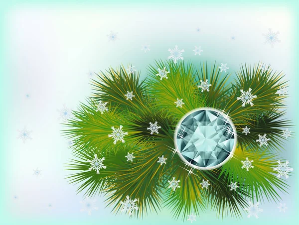 Saison Winter Hintergrund Mit Diamant Und Kiefernzweigen Vektorillustration — Stockvektor