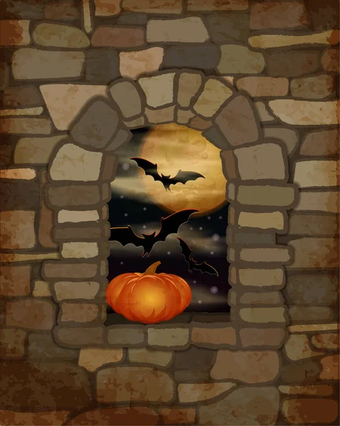 Gelukkig Halloween Achtergrond Met Pompoen Vectorillustratie — Stockvector