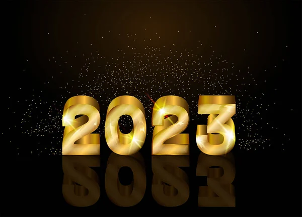 Golden 2023 New Year Vip Card Vector Illustration — Archivo Imágenes Vectoriales