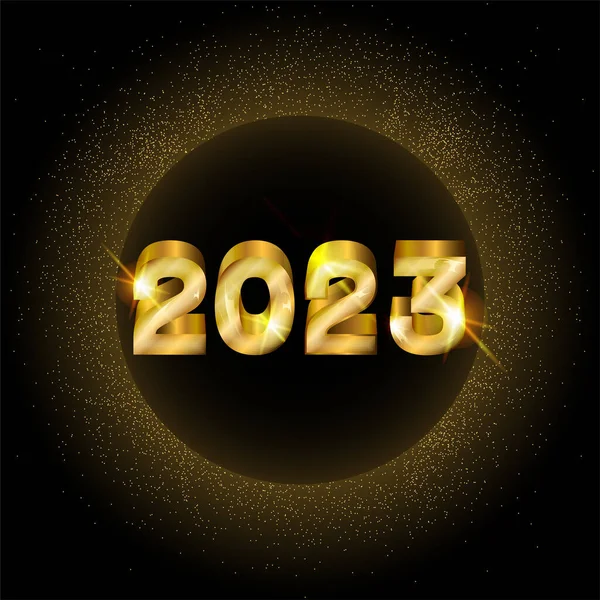 Happy New 2023 Year Golden Vip Card Vector Illustration — Stock Vector