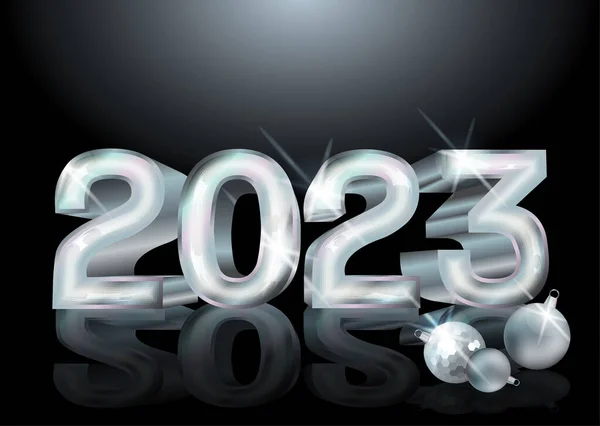 Happy 2023 New Year Vip Card Xmas Balls Vector Illustration — Stock Vector