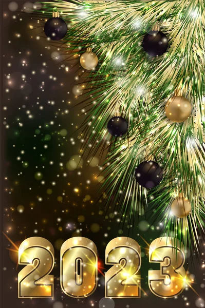 Happy New 2023 Year Background Xmas Tree Vector Illustration — Image vectorielle