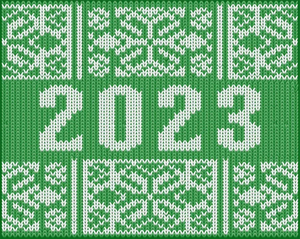 Happy2023 New Year Knitted Card Vector Illustration — Archivo Imágenes Vectoriales