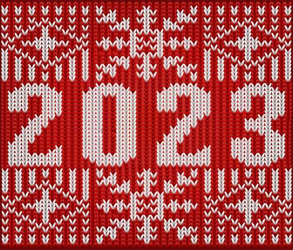 Happy New 2023 Year Knitted Wallpaper Vector Illustration — Archivo Imágenes Vectoriales