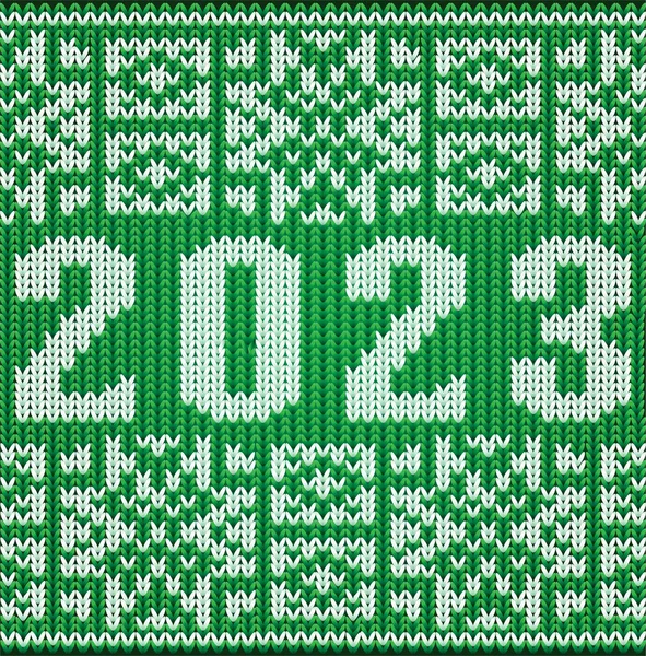 Happy 2023 New Year Knitted Invitation Card Vector Illustration — Archivo Imágenes Vectoriales