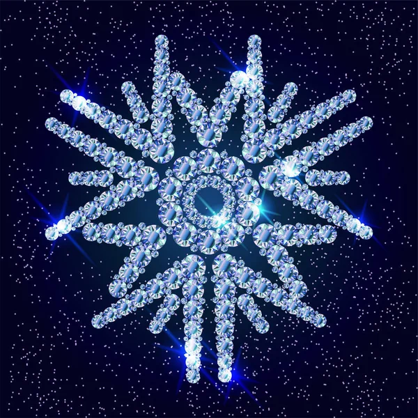 Χριστούγεννα Κάρτα Diamond Νιφάδα Χιονιού Εικονογράφηση Διάνυσμα — Διανυσματικό Αρχείο