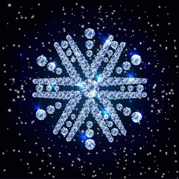 Happy New Year Diamond Snowflake Xmas Card Vector Illustration — Image vectorielle