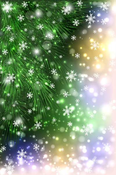 クリスマスツリー付きの新年の冬のカード ベクトルイラスト — ストックベクタ