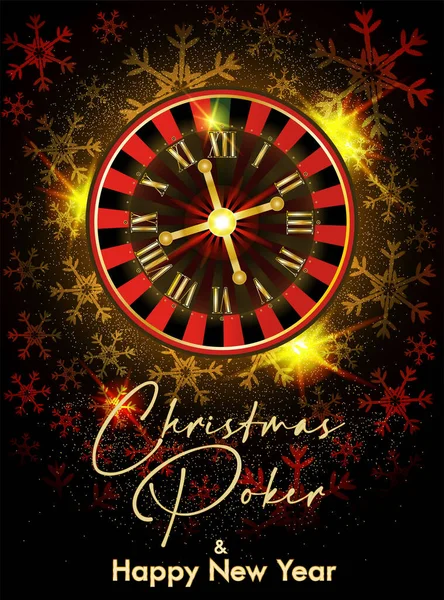 Buon Anno Nuovo Biglietto Auguri Roulette Del Casinò Natale Illustrazione — Vettoriale Stock