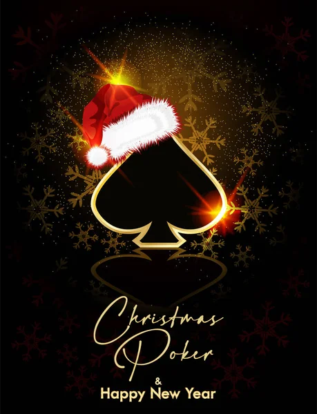 New Year Vip Card Christmas Casino Poker Spade Sign Vector — Stock Vector