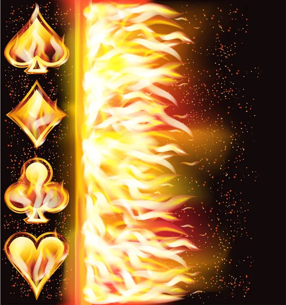 Fond Casino Incendie Avec Signe Poker Illustration Vectorielle — Image vectorielle