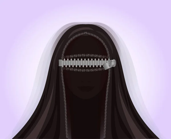 Muselman Arabiska Kvinna Burka Zippered Bakgrund Vektor Illustration — Stock vektor