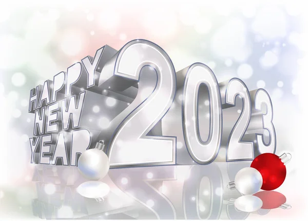 快乐新2023年Vp卡与圣诞球矢量插图 — 图库矢量图片
