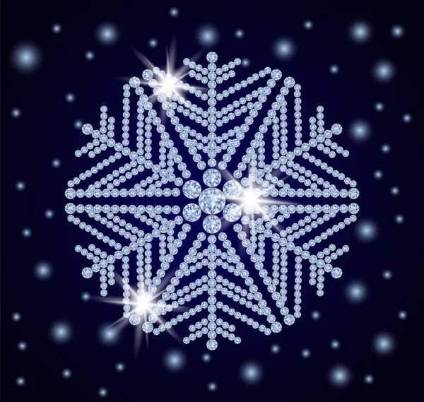 Diamant Winter Sneeuwvlok Kaart Vector Illustratie — Stockvector