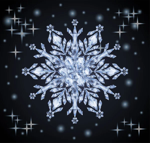 Mooie Diamant Sneeuwvlok Achtergrond Vector Illustratie — Stockvector