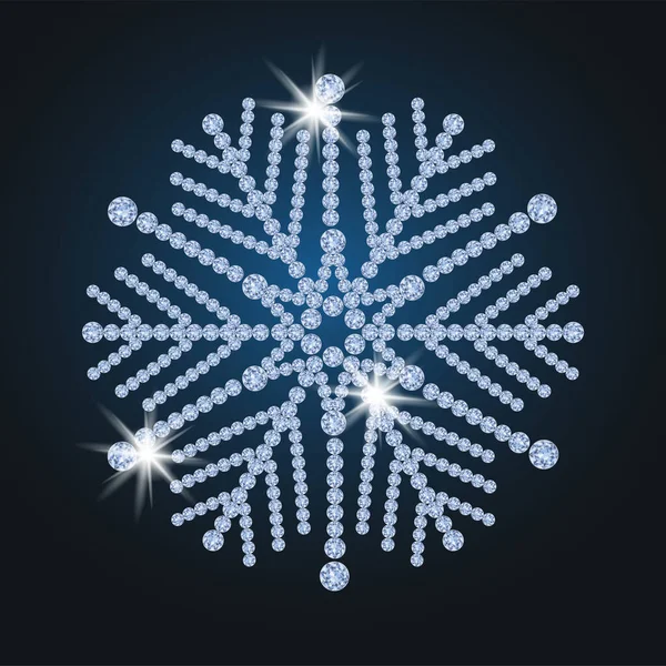 Kostbare Diamant Sneeuwvlok Winterkaart Vector Illustratie — Stockvector