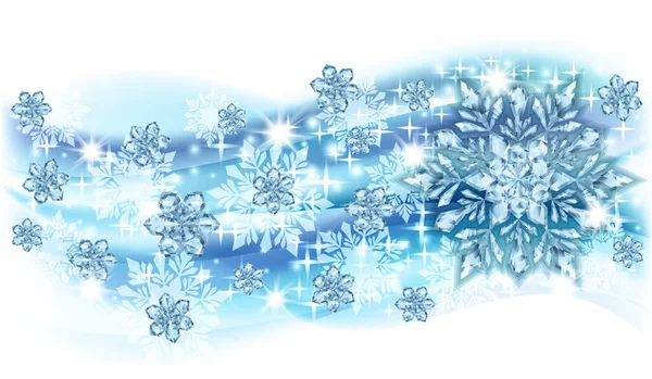 Winterbanner Met Diamanten Sneeuwvlokken Vector Illustratie — Stockvector