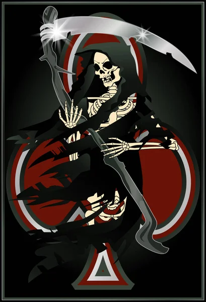 Vintage Poker Clubs Tarjeta Grim Reaper Ilustración Vectorial — Vector de stock