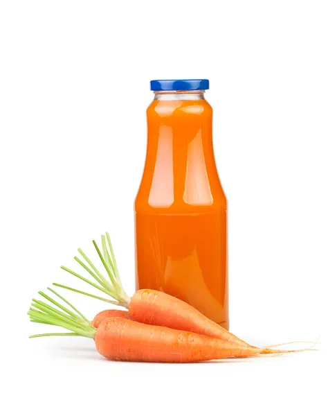 Garrafa de suco de cenoura — Fotografia de Stock