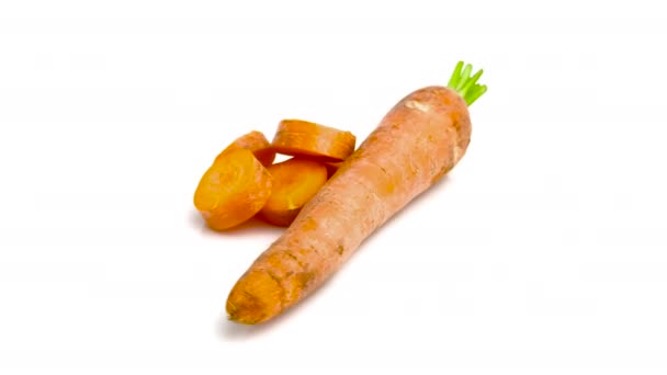 Нарезанная Морковь Белом Фоне — стоковое видео