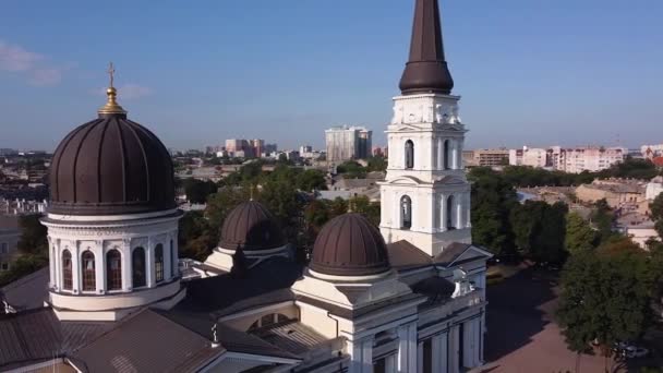 Οδησσός Ουκρανία Preobrazhensky Καθεδρικός Ναός Πανοραμική Θέα — Αρχείο Βίντεο