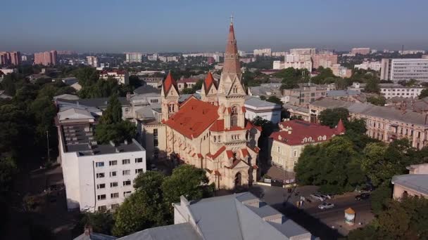 Odessa Ukrajna Lutheránus Katedrális Panoráma — Stock videók