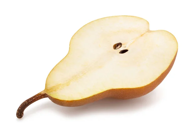 Sliced Brown Pear Path Isolated White — Stock Photo, Image