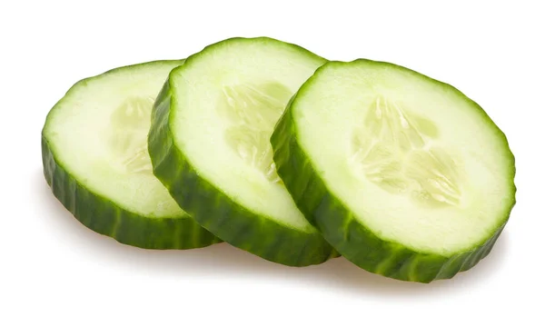 Sliced Cucumber Path Isolated White — Stock Photo, Image