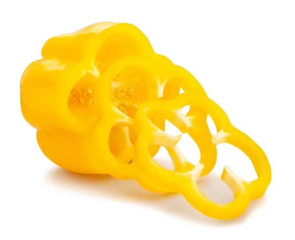 Sliced Yellow Bell Peppers Path Isolated White — Stock Photo, Image