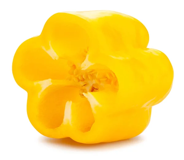 Sliced Yellow Bell Peppers Path Isolated White — Stock Photo, Image