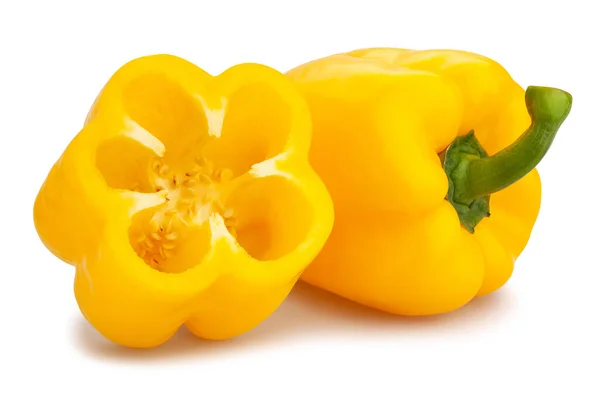 Sliced Yellow Bell Peppers Path Isolated White — Stock Photo, Image