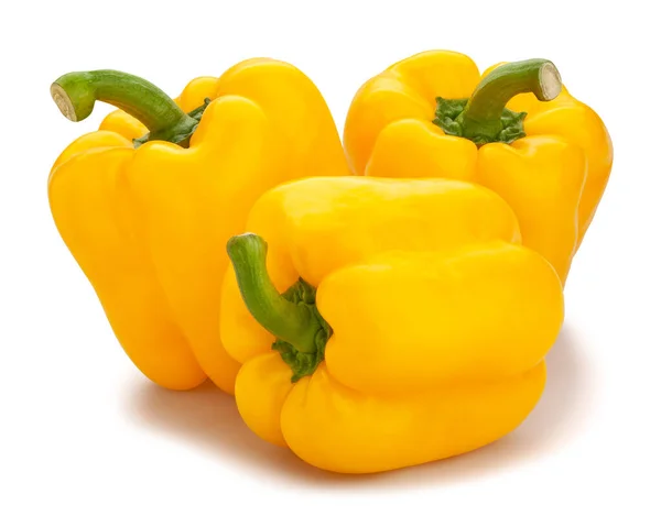 Yellow Bell Peppers Path Isolated White — Stock Photo, Image