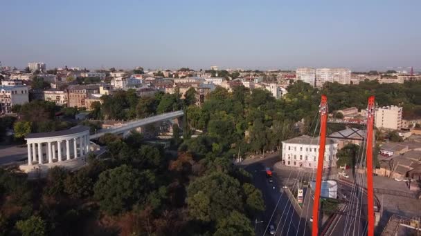 Odessa Ukraina Mother Law Bridge Drone Panorama — Stok Video