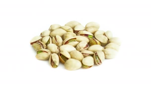 Beyaz Arkaplanda Pistachio Izole Edilmiş — Stok video