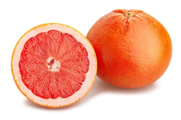 Gesneden Grapefruitpad Geïsoleerd Wit — Stockfoto