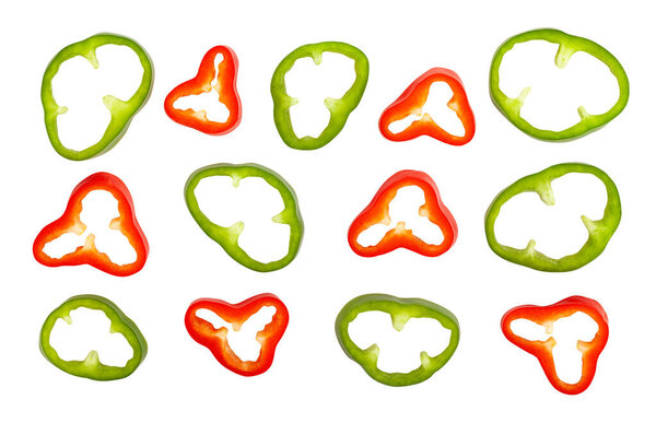 sliced long pepper path isolated on white