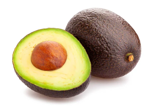 Percorso Avocado Hass Affettato Isolato Bianco — Foto Stock