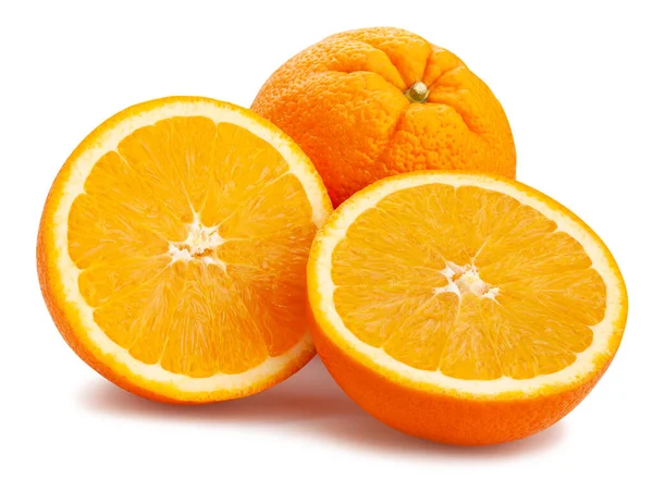 Aufgeschnittene Orangenfrucht Pfad Isoliert Auf Weiß — Stockfoto