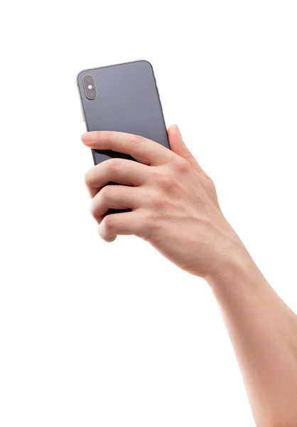 Smartphone Hand Isolated White — Stock Photo, Image