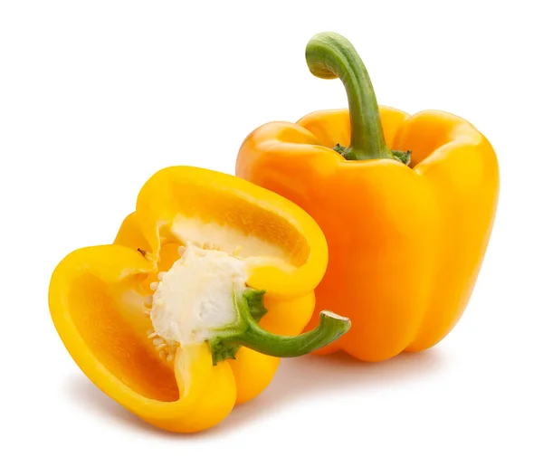 Sliced Yellow Bell Pepper Path Isolated White — Stock Photo, Image