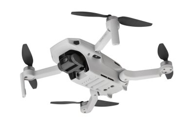 Dji mavic mini drone yolu beyaz altta izole edildi