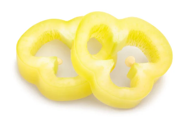 Sliced Long Yellow Pepper Path Isolated White — Stock Photo, Image