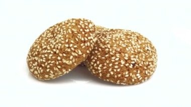 sesame oat cookie isolated on white background