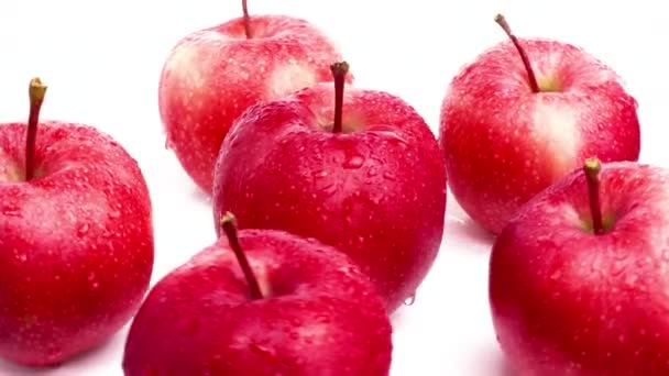 Czerwone Jabłko Izolowane Białym Tle — Wideo stockowe
